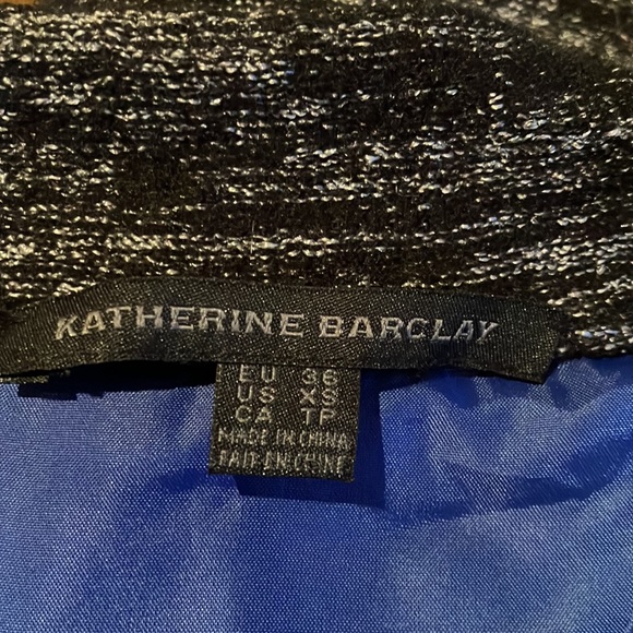 Fabulous black with white lines wool blend jacket with snap front. - Picture 9 of 15